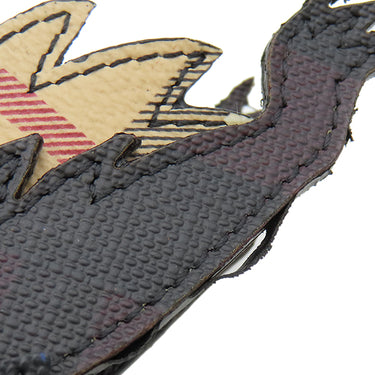 バーバリー BURBERRY ビースト コレクション ネイビー×ブラウン×マルチカラー レザー バッグチャーム シルバー金具 紺 茶 バーバリーチェック