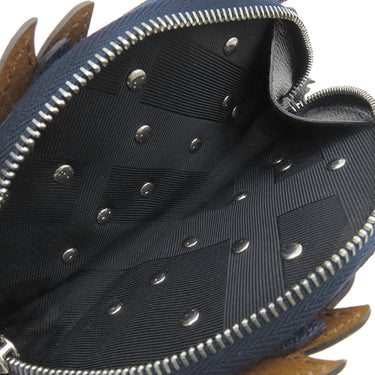 バーバリー BURBERRY ビースト コレクション ネイビー×ブラウン×マルチカラー レザー バッグチャーム シルバー金具 紺 茶 バーバリーチェック