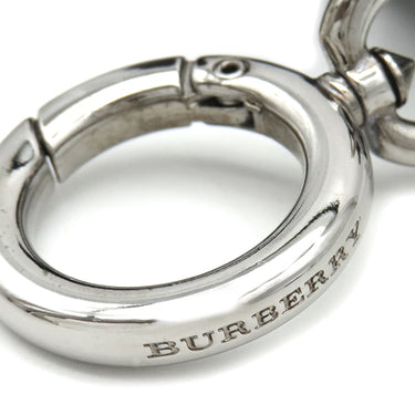 バーバリー BURBERRY ビースト コレクション ネイビー×ブラウン×マルチカラー レザー バッグチャーム シルバー金具 紺 茶 バーバリーチェック