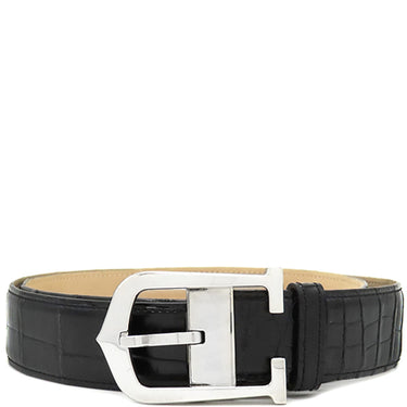カルティエ Cartier アロンジェ ブラック アリゲーター ベルト シルバー金具 黒