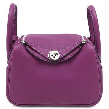 エルメス HERMES リンディ ミニ 20 アネモネ スイフト ショルダーバッグ シルバー金具 紫