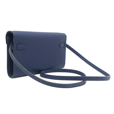エルメス HERMES ケリーウォレット ロング トゥーゴー ブルーネイビー ヴォーエプソン 長財布 シルバー金具 紺 ショルダー
