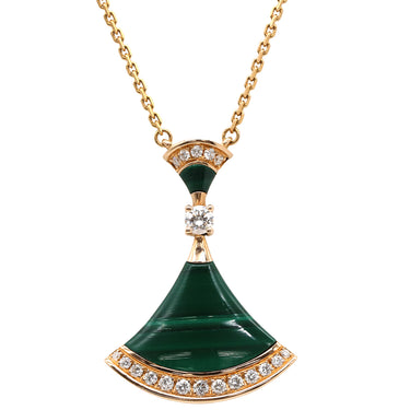 ブルガリ BVLGARI ディーヴァ ドリーム 351143 ピンクゴールド K18PG ダイヤモンド マラカイト ネックレス 緑 グリーン 750 18K 18金 RG