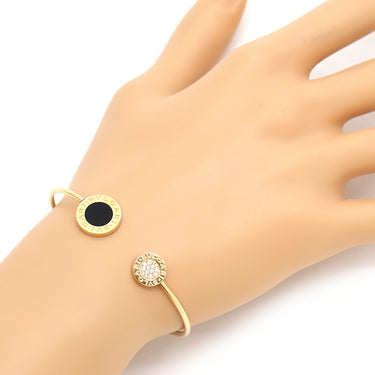 ブルガリ BVLGARI ブルガリブルガリ S ブラック×ピンクゴールド K18PG オニキス ダイヤモンド 14037 ブレスレット パヴェダイヤ オニキス 750 PG