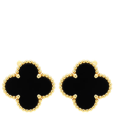 ヴァンクリーフアーペル Van Cleef & Arpels ヴィンテージ アルハンブラ VCARA44200 ブラック×イエローゴールド K18YG オニキス ピアス 黒 750YG 18K