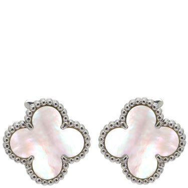 ヴァンクリーフアーペル Van Cleef & Arpels ビンテージ アルハンブラ VCARF48600 パールホワイトXホワイトゴールド K18WG マザーオブパール ピアス 750WG 18K