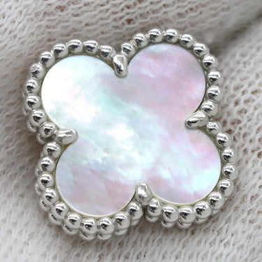 ヴァンクリーフアーペル Van Cleef & Arpels ビンテージ アルハンブラ VCARF48600 パールホワイトXホワイトゴールド K18WG マザーオブパール ピアス 750WG 18K