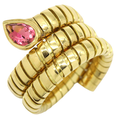 ブルガリ BVLGARI トゥボガス イエローゴールド K18YG ピンクトルマリン リング 指輪 750 18K 18金 8.5号