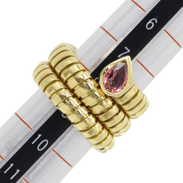 ブルガリ BVLGARI トゥボガス イエローゴールド K18YG ピンクトルマリン リング 指輪 750 18K 18金 8.5号