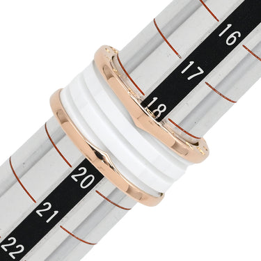 ブルガリ BVLGARI ビーゼロワン B-zero1 4バンドリング ピンクゴールド×ホワイト K18PG セラミック #60(JP20) リング 指輪 BVLGARI Au750 PG 18K 18金 19.5号
