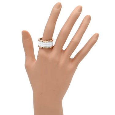 ブルガリ BVLGARI ビーゼロワン B-zero1 4バンドリング ピンクゴールド×ホワイト K18PG セラミック #60(JP20) リング 指輪 BVLGARI Au750 PG 18K 18金 19.5号