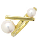 TASAKI TASAKI バランス クロス パールホワイトXイエローゴールド K18YG パール リング 指輪 真珠 2P 2粒 12号