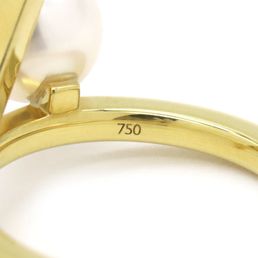 TASAKI TASAKI バランス クロス パールホワイトXイエローゴールド K18YG パール リング 指輪 真珠 2P 2粒 12号