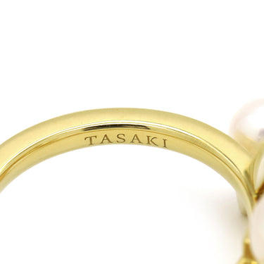 TASAKI TASAKI バランス クロス パールホワイトXイエローゴールド K18YG パール リング 指輪 真珠 2P 2粒 12号