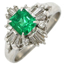 ノンブランド NON BRAND エメラルド ダイヤ リング プラチナシルバー Pt900 エメラルド ダイヤモンド リング 指輪 グリーン 緑 7.5号