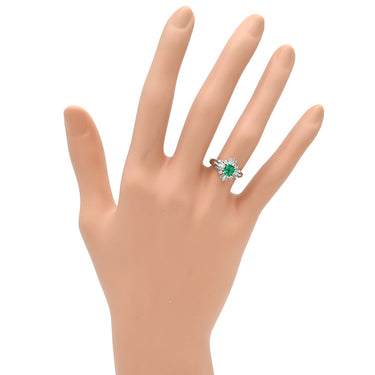 ノンブランド NON BRAND エメラルド ダイヤ リング プラチナシルバー Pt900 エメラルド ダイヤモンド リング 指輪 グリーン 緑 7.5号