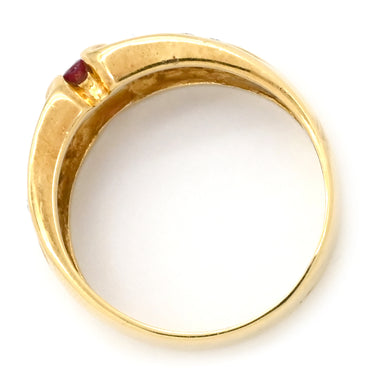 ノンブランド NON BRAND ルビー ダイヤリング イエローゴールド×レッド K18YG ダイヤモンド ルビー リング 指輪 Au750 18K 18金 11号