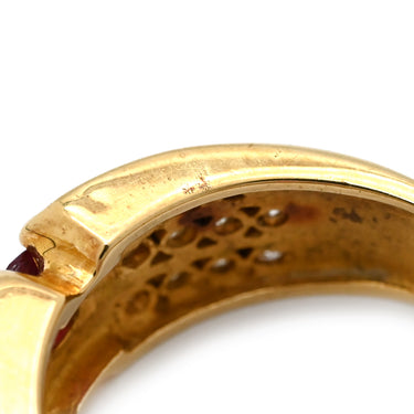 ノンブランド NON BRAND ルビー ダイヤリング イエローゴールド×レッド K18YG ダイヤモンド ルビー リング 指輪 Au750 18K 18金 11号