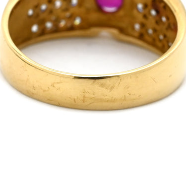 ノンブランド NON BRAND ルビー ダイヤリング イエローゴールド×レッド K18YG ダイヤモンド ルビー リング 指輪 Au750 18K 18金 11号