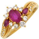 ノンブランド NON BRAND ルビー ダイヤ リング イエローゴールド K18YG ルビー ダイヤモンド リング 指輪 Au750 18K 18金 レッド 赤 17号