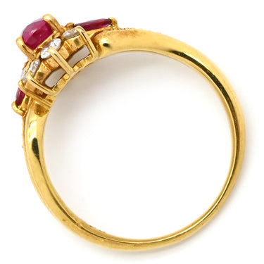 ノンブランド NON BRAND ルビー ダイヤ リング イエローゴールド K18YG ルビー ダイヤモンド リング 指輪 Au750 18K 18金 レッド 赤 17号