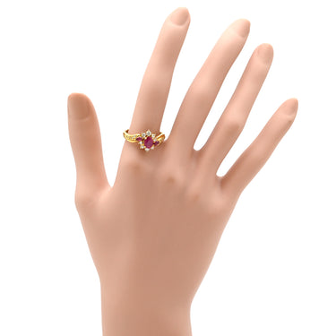 ノンブランド NON BRAND ルビー ダイヤ リング イエローゴールド K18YG ルビー ダイヤモンド リング 指輪 Au750 18K 18金 レッド 赤 17号