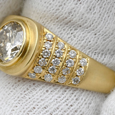 ノンブランド NON BRAND ダイヤリング イエローゴールド K18YG ダイヤモンド リング 指輪 15号