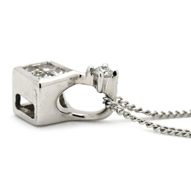 ノンブランド NON BRAND ダイヤペンダント ホワイトゴールド K18WG ダイヤモンド K14WG(チェーン) ネックレス 5石