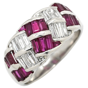 ノンブランド NON BRAND ルビー ダイヤリング プラチナシルバー Pt900 ルビー ダイヤモンド リング 指輪 レッド 赤 15号