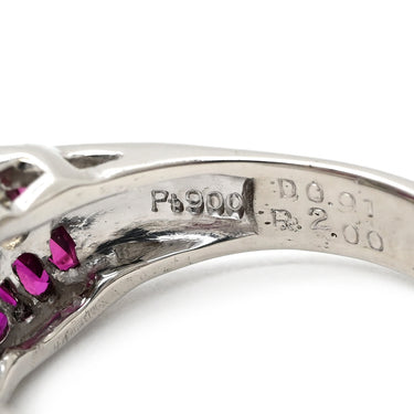 ノンブランド NON BRAND ルビー ダイヤリング プラチナシルバー Pt900 ルビー ダイヤモンド リング 指輪 レッド 赤 15号