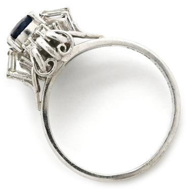 ノンブランド NON BRAND ブルーサファイア ダイヤ リング ブルー×プラチナシルバー Pt900 サファイア ダイヤモンド リング 指輪 青 プラチナム 11.5号