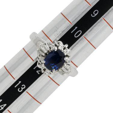 ノンブランド NON BRAND ブルーサファイア ダイヤ リング ブルー×プラチナシルバー Pt900 サファイア ダイヤモンド リング 指輪 青 プラチナム 11.5号