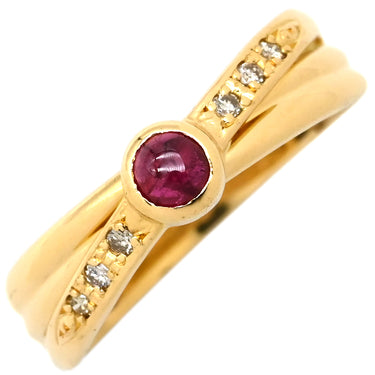 ノンブランド NON BRAND ルビー ダイヤリング イエローゴールド×レッド K18YG ダイヤモンド ルビー リング 指輪 Au750 18K 18金 13号