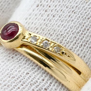 ノンブランド NON BRAND ルビー ダイヤリング イエローゴールド×レッド K18YG ダイヤモンド ルビー リング 指輪 Au750 18K 18金 13号