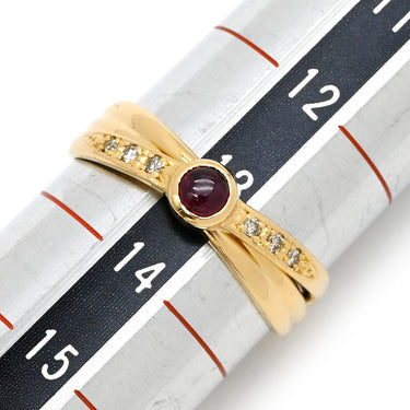 ノンブランド NON BRAND ルビー ダイヤリング イエローゴールド×レッド K18YG ダイヤモンド ルビー リング 指輪 Au750 18K 18金 13号