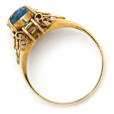 ノンブランド NON BRAND ブルートパーズ イエローゴールド K18YG ブルートパーズ リング 指輪 青 8号