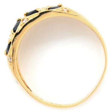 ノンブランド NON BRAND ブルーサファイア ダイヤ イエローゴールド K18YG サファイア ダイヤモンド リング 指輪 青 マーキスカット 18.5号