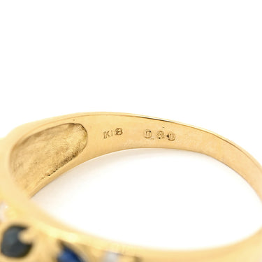 ノンブランド NON BRAND ブルーサファイア ダイヤ イエローゴールド K18YG サファイア ダイヤモンド リング 指輪 青 マーキスカット 18.5号