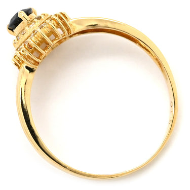 ノンブランド NON BRAND ブルーサファイア ダイヤリング イエローゴールド K18YG サファイア ダイヤモンド リング 指輪 18K 750 YG 11号