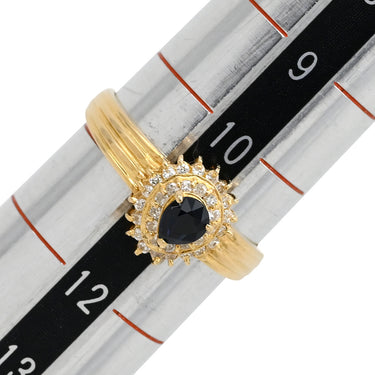 ノンブランド NON BRAND ブルーサファイア ダイヤリング イエローゴールド K18YG サファイア ダイヤモンド リング 指輪 18K 750 YG 11号