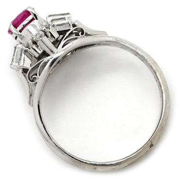 ノンブランド NON BRAND ルビー ダイヤリング プラチナシルバー Pt850 ルビー ダイヤモンド リング 指輪 レッド 赤 4.5号