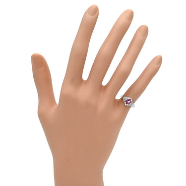 ノンブランド NON BRAND ルビー ダイヤリング プラチナシルバー Pt850 ルビー ダイヤモンド リング 指輪 レッド 赤 4.5号