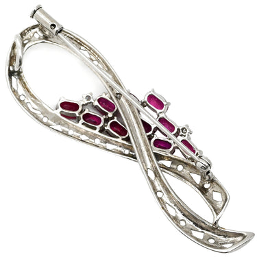 ノンブランド NON BRAND ルビー ダイヤ ホワイトゴールド K18WG K14WG ルビー ダイヤモンド ブローチ 赤 レッド