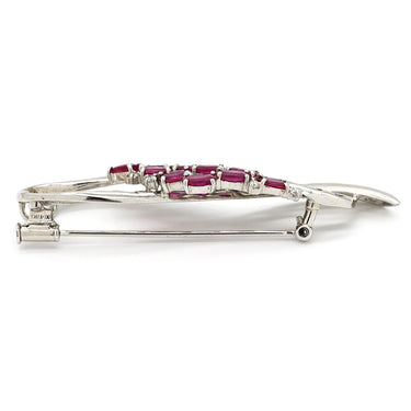 ノンブランド NON BRAND ルビー ダイヤ ホワイトゴールド K18WG K14WG ルビー ダイヤモンド ブローチ 赤 レッド