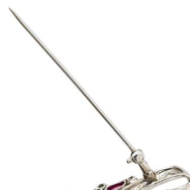 ノンブランド NON BRAND ルビー ダイヤ ホワイトゴールド K18WG K14WG ルビー ダイヤモンド ブローチ 赤 レッド