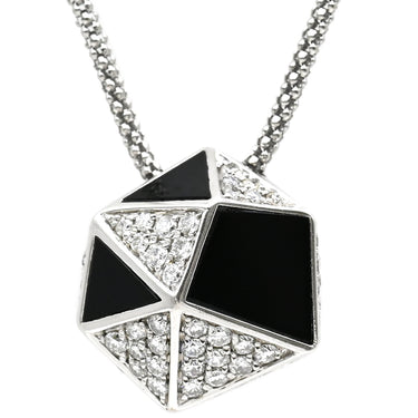 ノンブランド NON BRAND ダイヤ ペンダント ホワイトゴールド×オニキスブラック K18WG ダイヤモンド オニキス ネックレス 750 18K 18金 WG