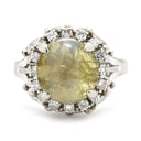 ノンブランド NON BRAND キャッツアイ ダイヤリング プラチナシルバー Pt900 クリソベリルキャッツアイ ダイヤモンド リング 指輪 猫目石 15号