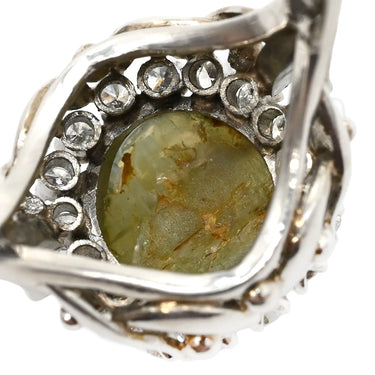 ノンブランド NON BRAND キャッツアイ ダイヤリング プラチナシルバー Pt900 クリソベリルキャッツアイ ダイヤモンド リング 指輪 猫目石 15号