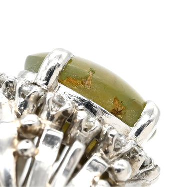 ノンブランド NON BRAND キャッツアイ ダイヤリング プラチナシルバー Pt900 クリソベリルキャッツアイ ダイヤモンド リング 指輪 猫目石 15号