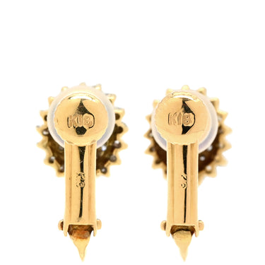 ノンブランド NON BRAND レッド×イエローゴールド K18YG ルビー ダイヤモンド イヤリング 赤 Au750 18K 18金 1P 1石 1粒 ルビー パヴェ ダイヤ オーバル